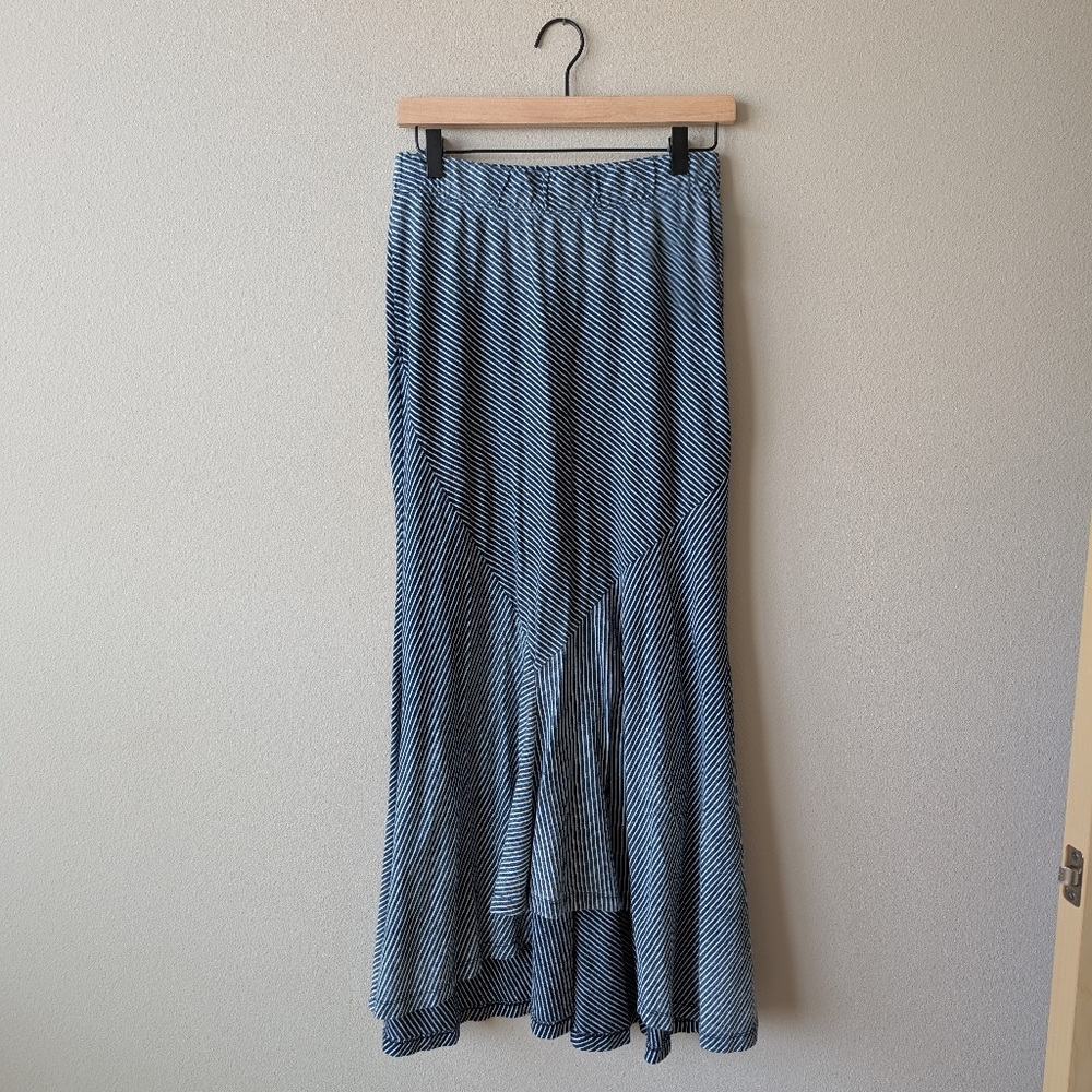 AG Adriano Goldschmied Navy and White Striped Skirt